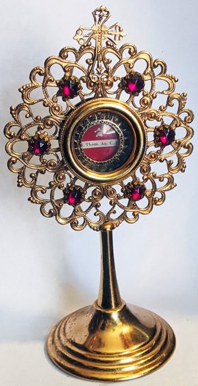 Very Rare 1st Class Relic St. Thomas Aquinas Mounted in a Monstrance Reliquary